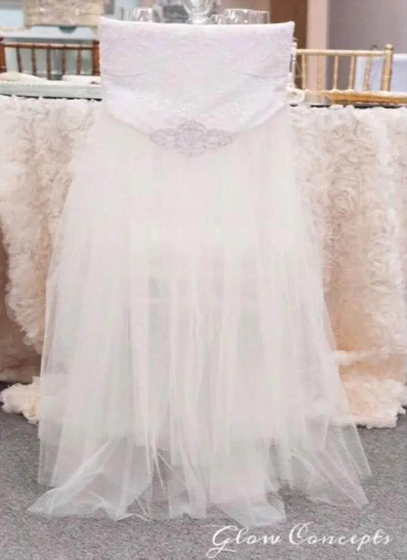 LACE SEQUINS BRIDAL CHIAVARI CHAIR COVER