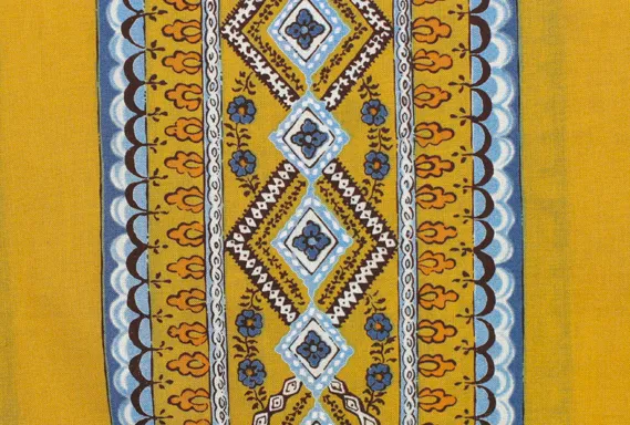 Table Runner French Painting Gold & Blue