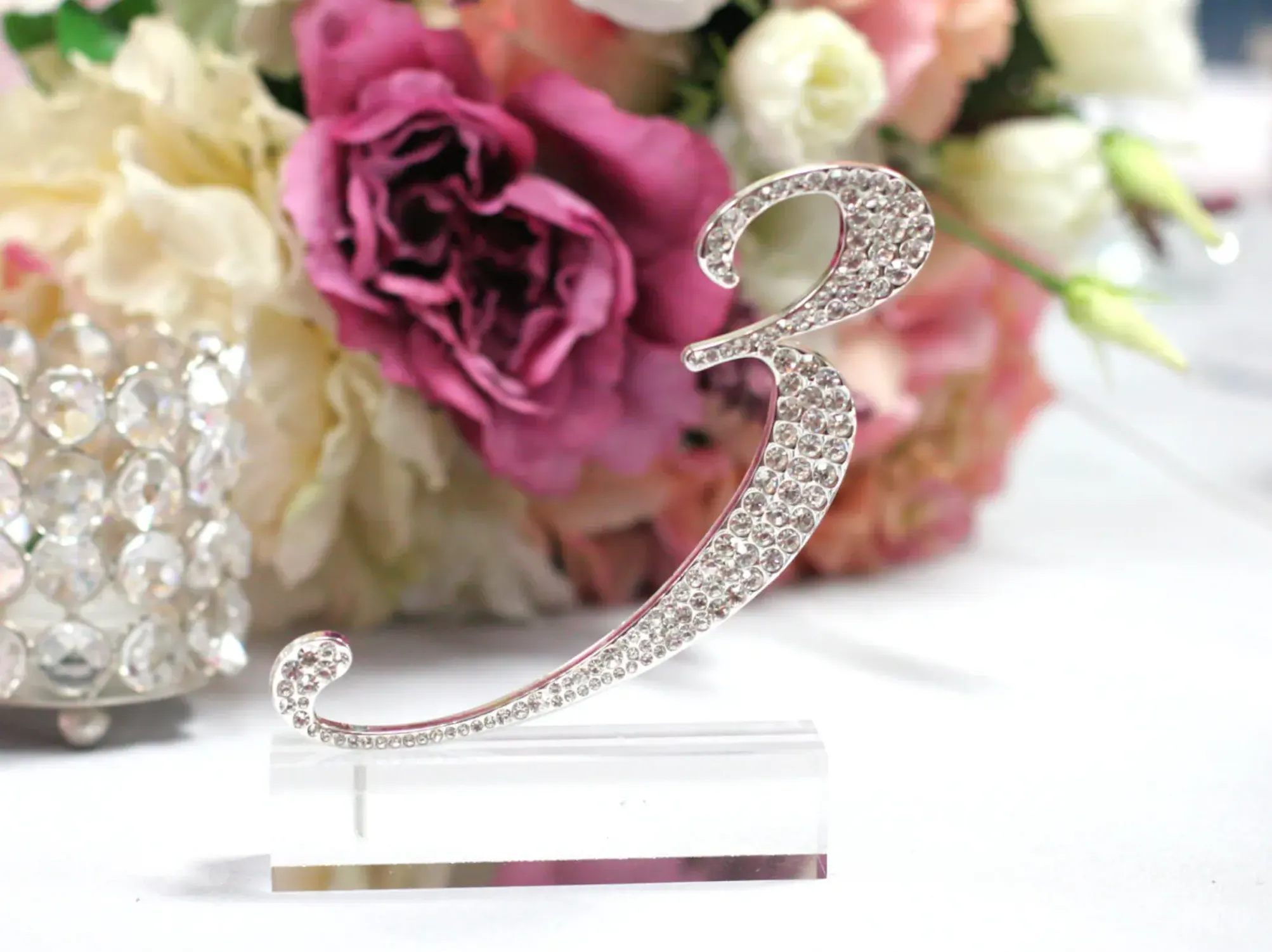 SILVER RHINESTONE TABLE NUMBER