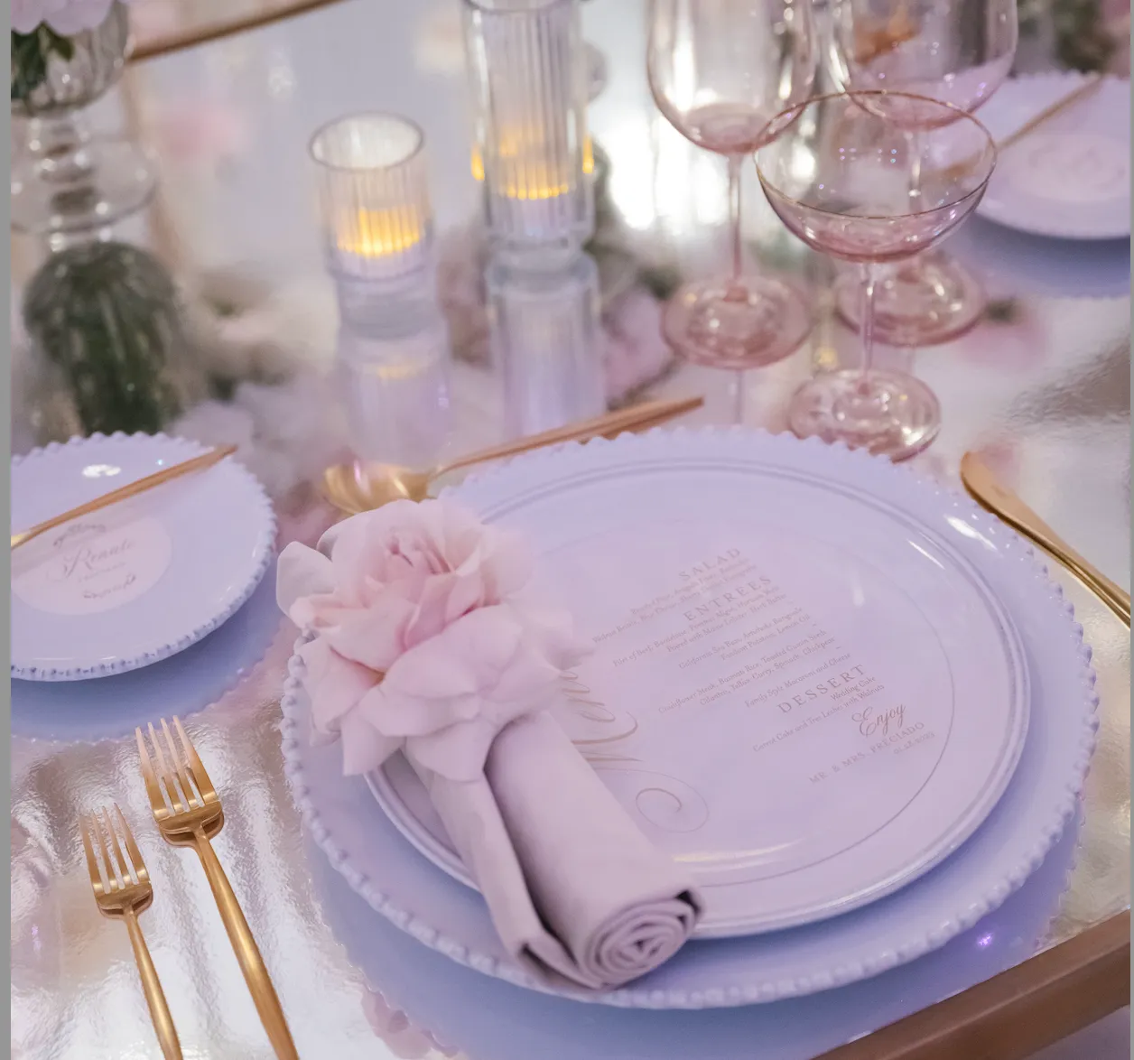 GOLD FOIL ON CLEAR ACRYLIC MENU 