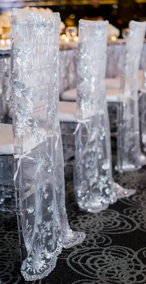 LUXE SILVER SEQUINS SHEER CHIAVARI CHAIR COVER