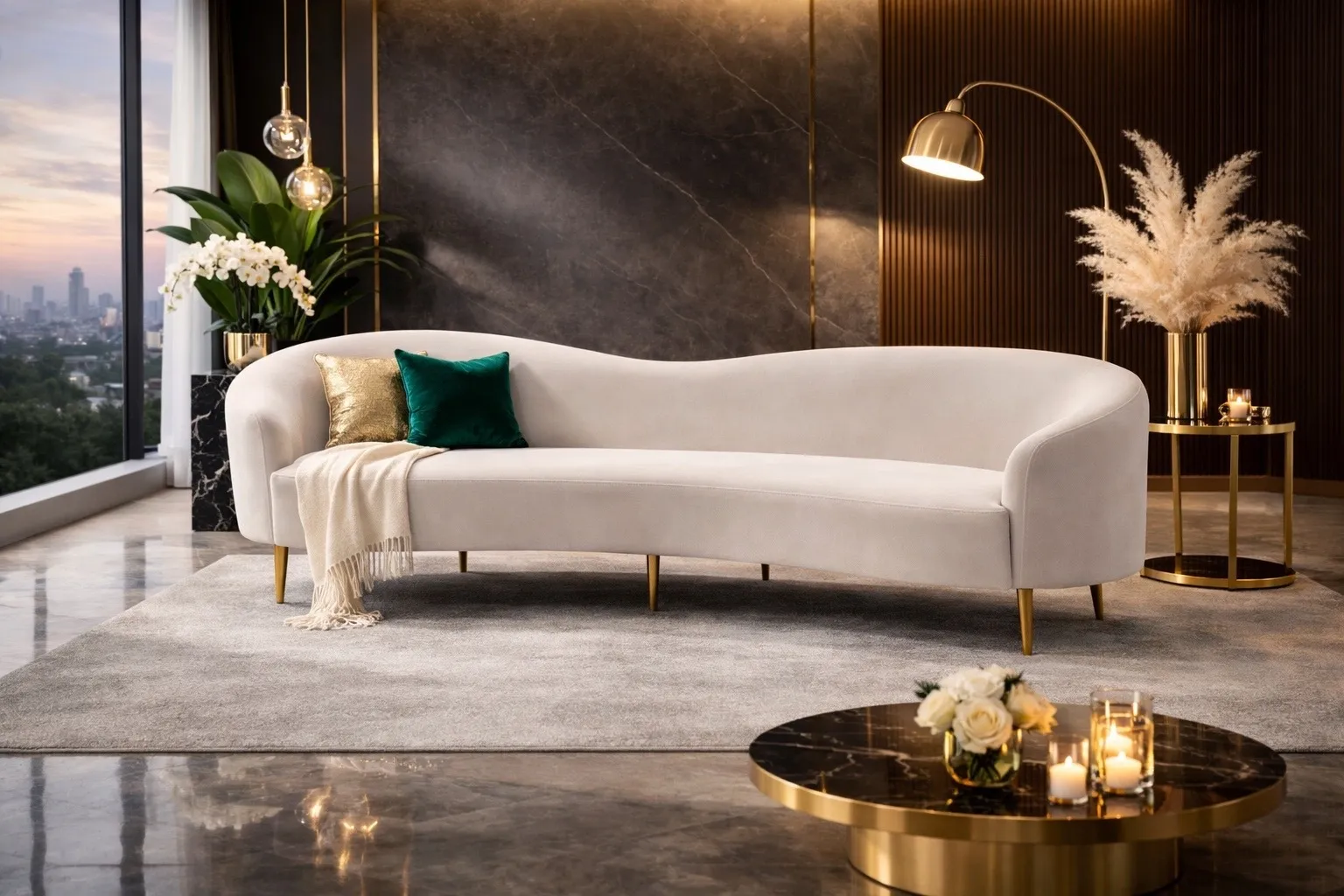 White Velvet Sofa