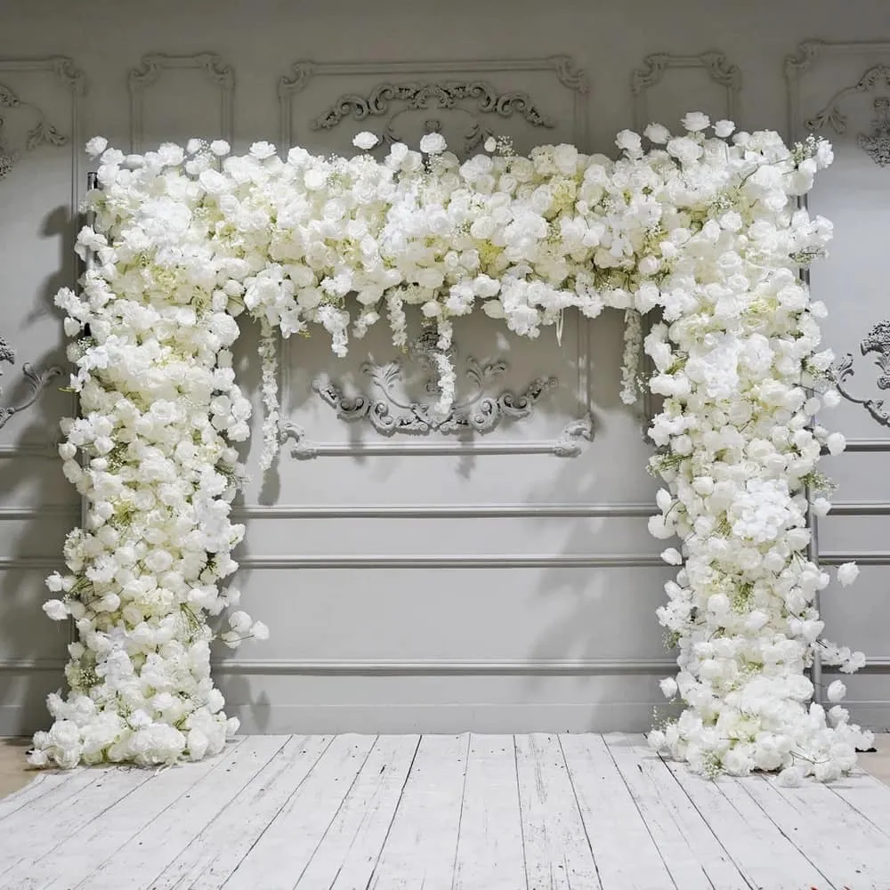 3D Solid White Square Flower Backdrop