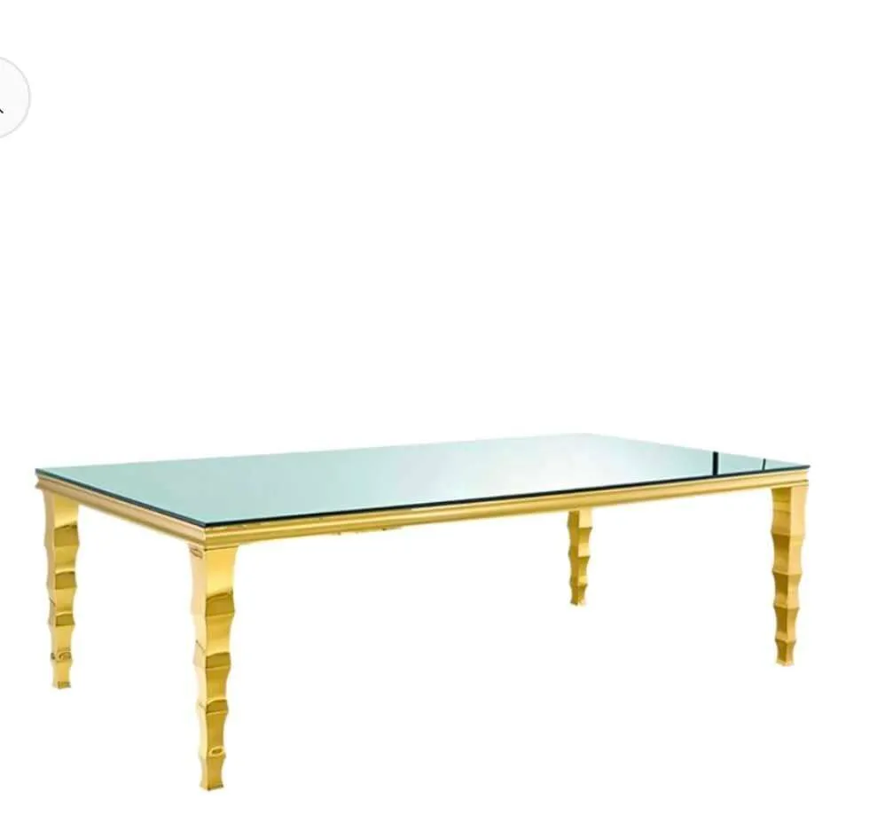 Gold Rectangular Mirror Dining Table