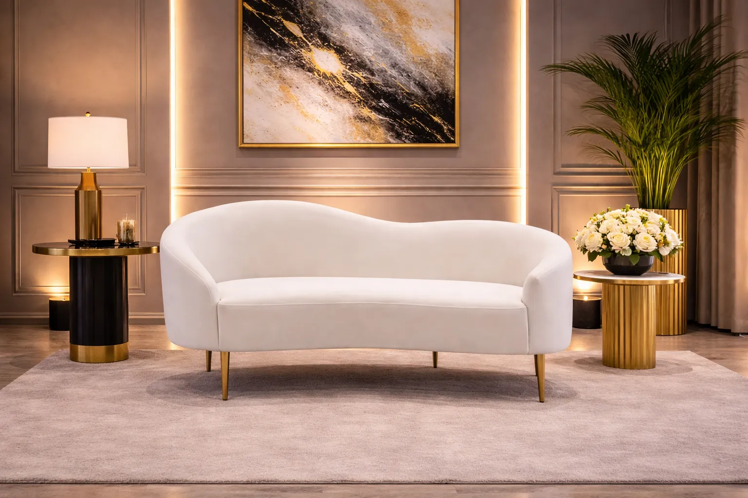 Swan Velvet Loveseat