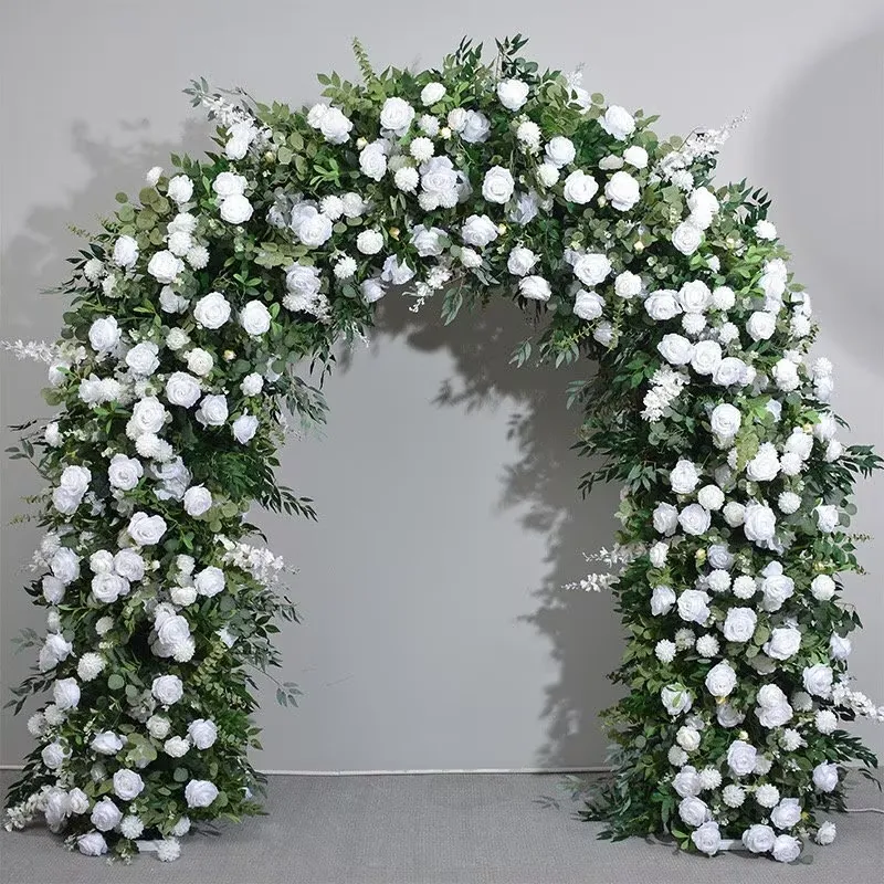3D Greenery/White Silk Floral Arch