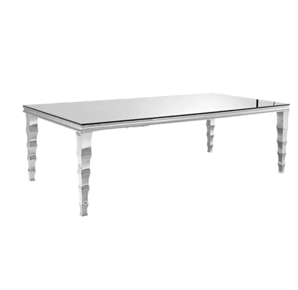 Silver Rectangular Mirror Dining Table