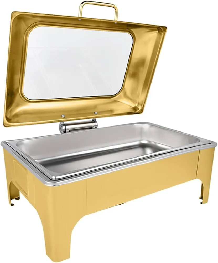 Gold Rectangle Chafing Dish w/Glass Lid