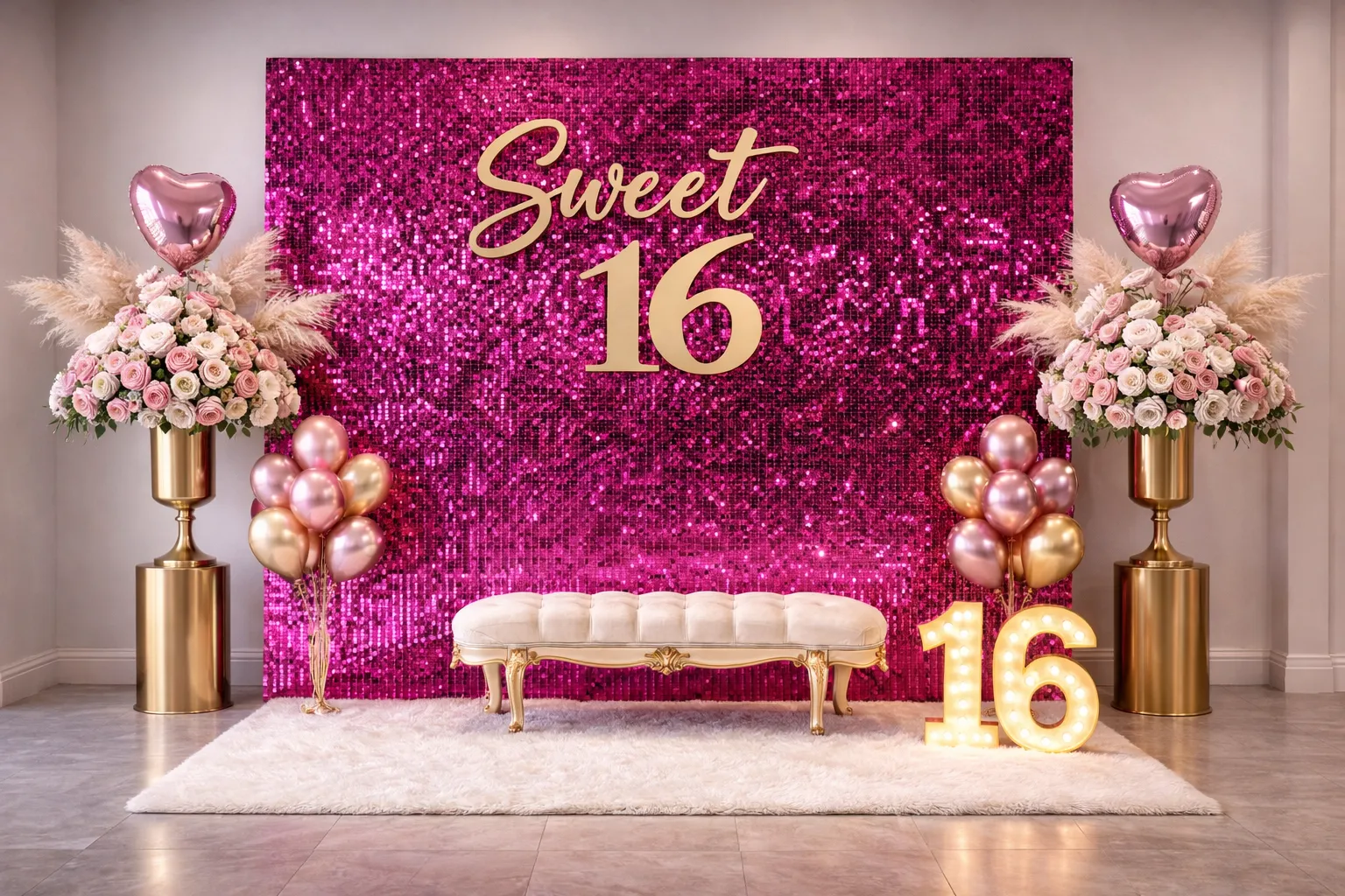 8ft x 8ft Hot Pink Shimmer Backdrop