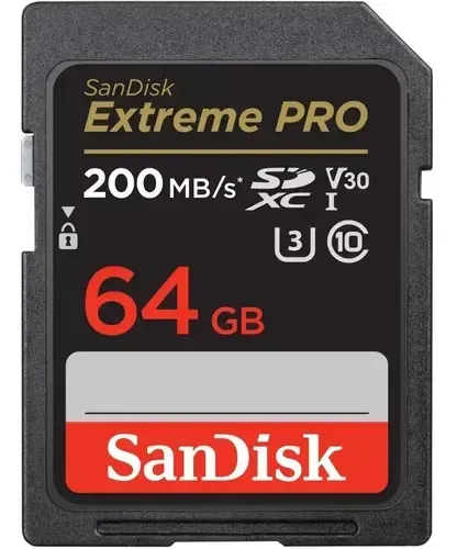 TARJETA DE MEMORIA SanDisk Extreme PRO 64GB SDXC UHS-I U3 V30 4K 200MB/s SDSDXXU-064G-GN4IN