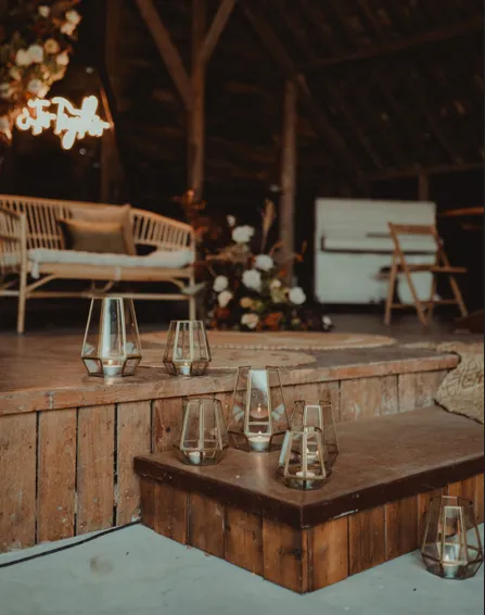 Windlicht hexagon goud