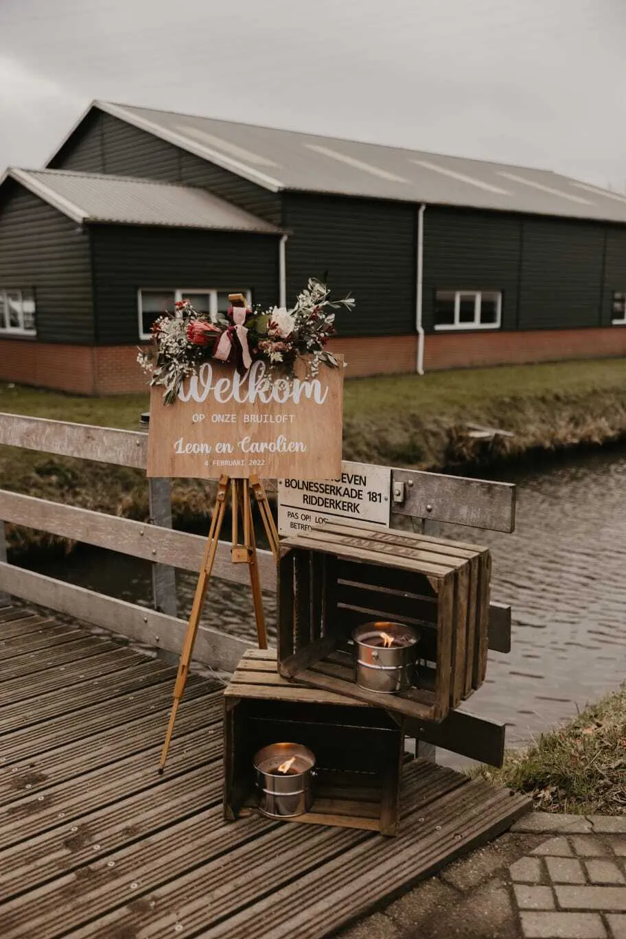 Welkomsbord klein hout blank - gepersonaliseerd