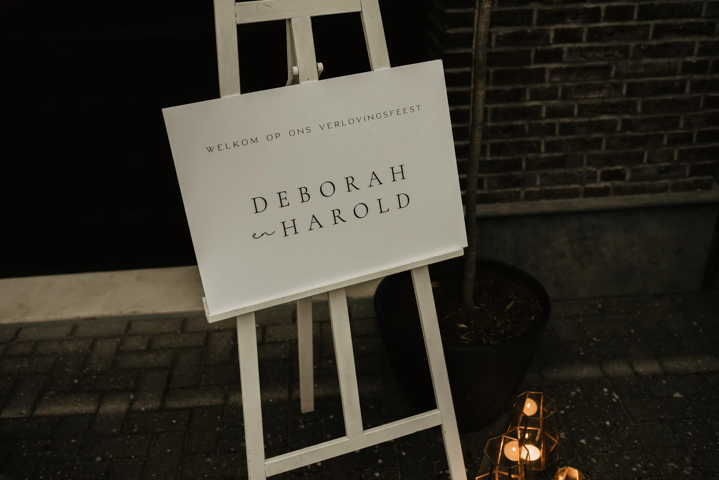 Welkomsbord klein hout wit - gepersonaliseerd