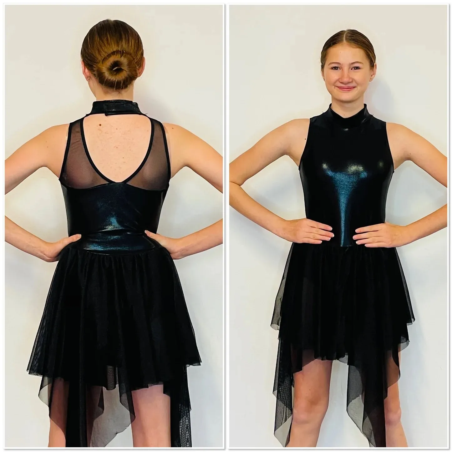 BL044 - BLACK WET LOOK DRESS