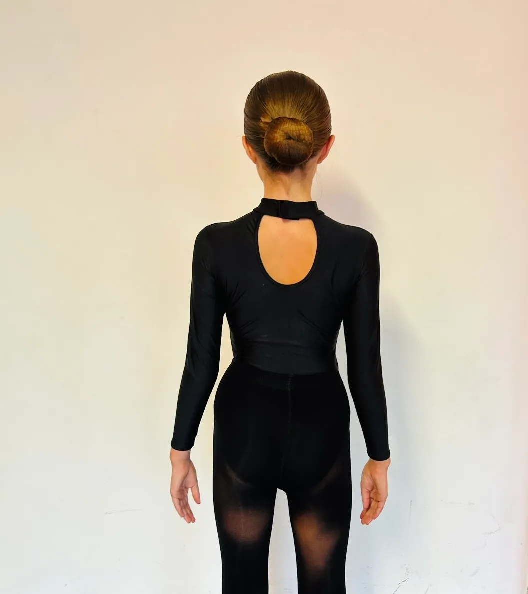 BL062 - BLACK HIGH NECK/LONG SLEEVED LEOTARD