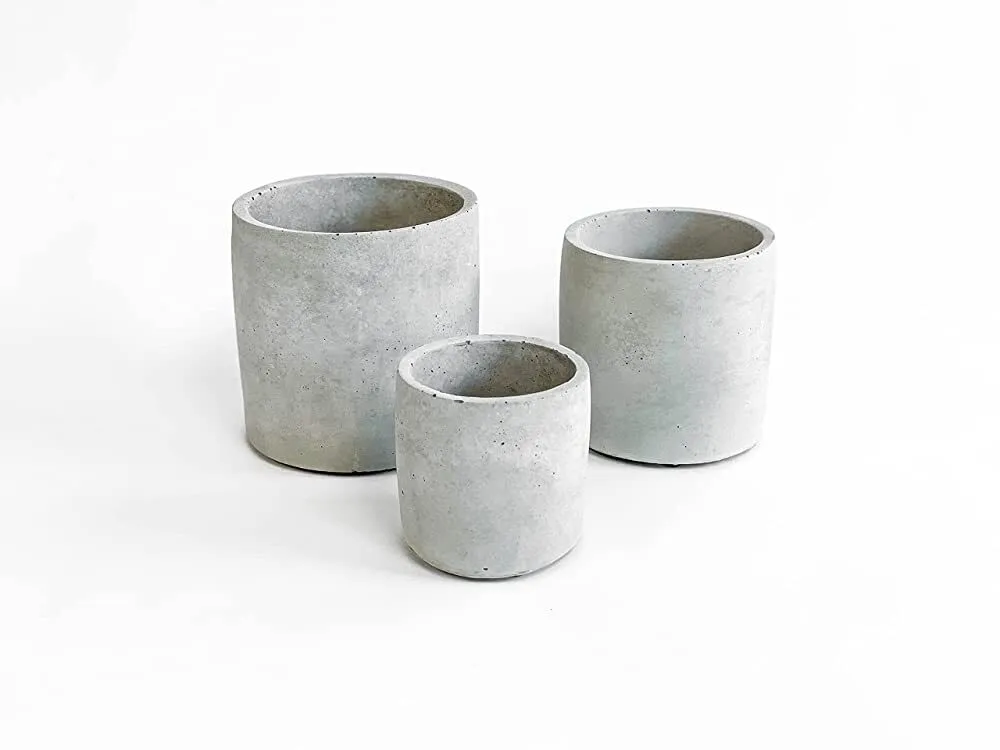 Small Silver Concrete Pot