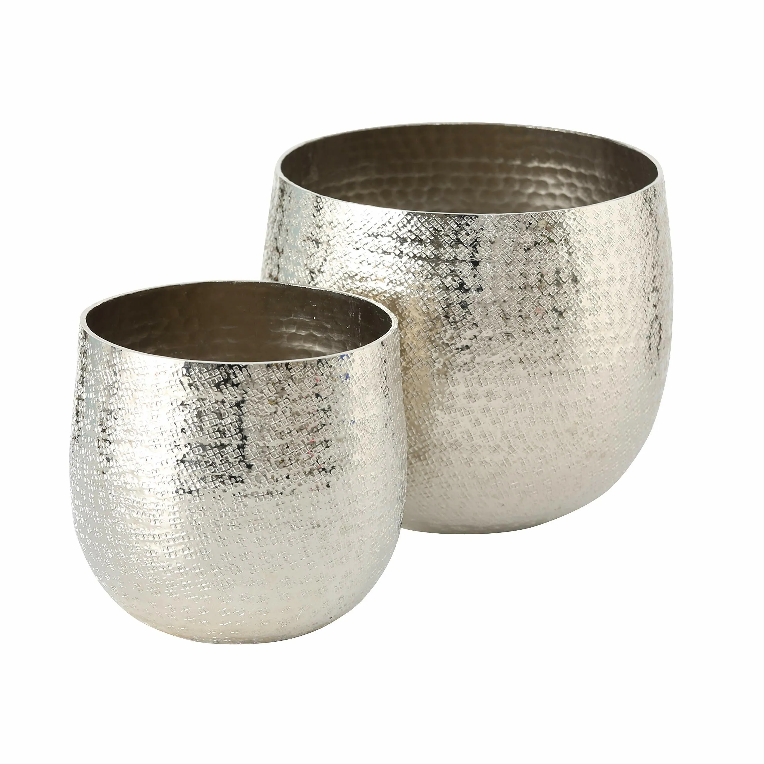 Short Silver Ribbed Pot