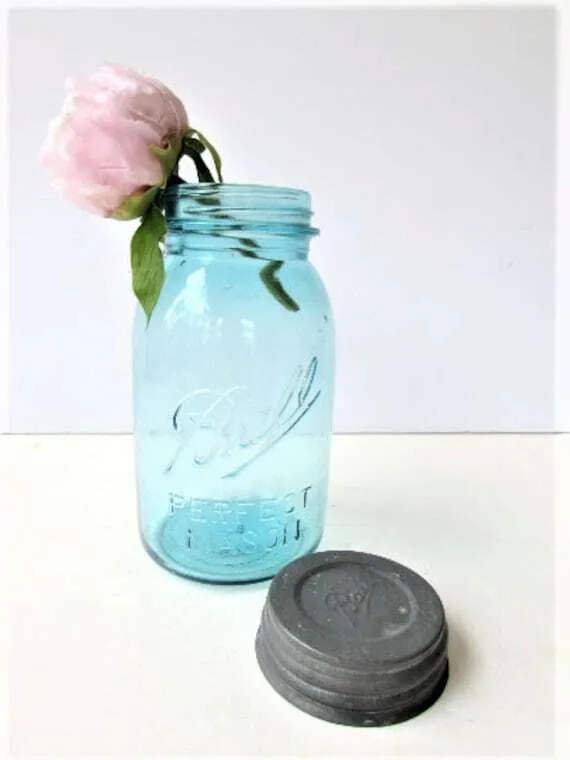 Quart Sized Blue Mason Jar