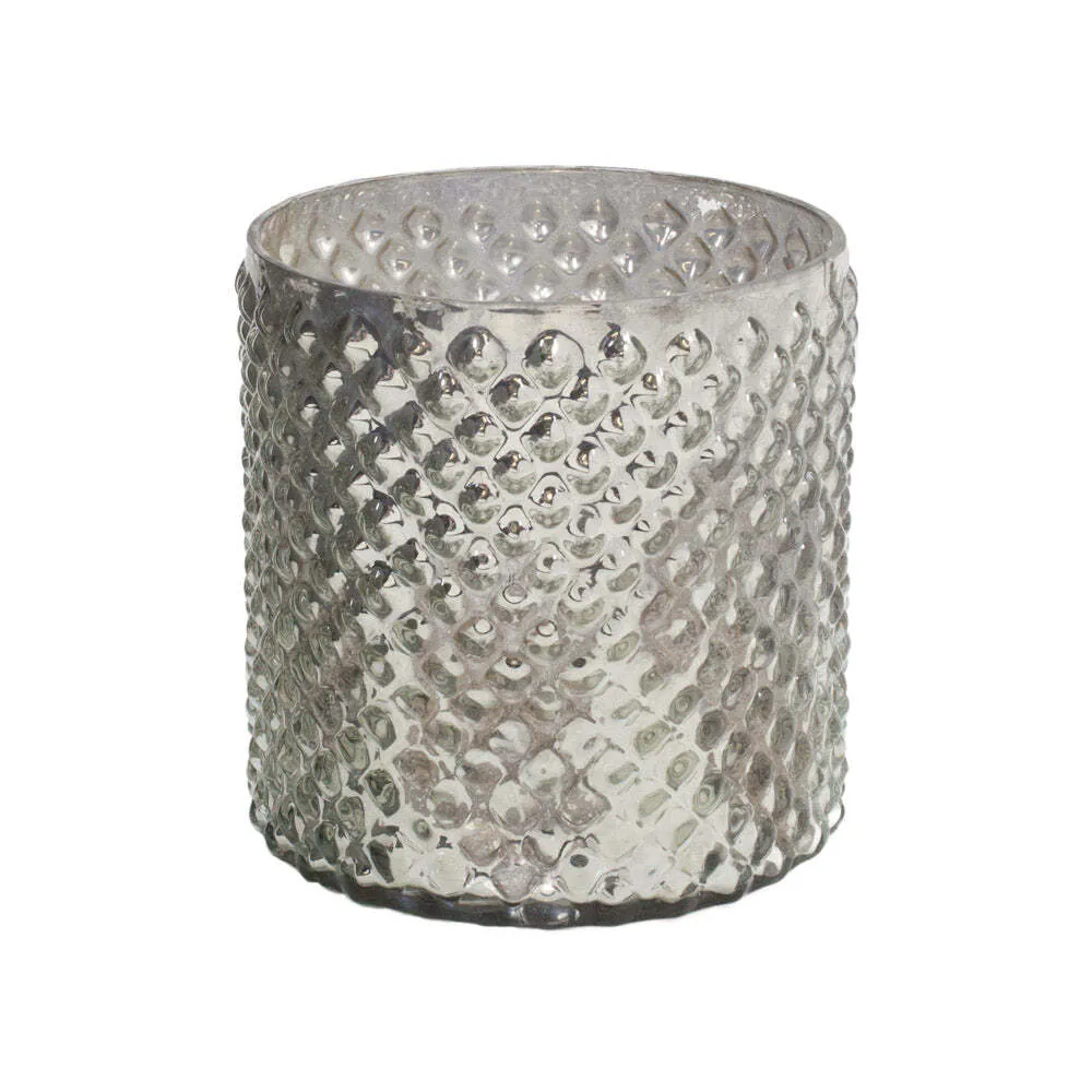 Medium Silver Hobnail Cylinder Vase