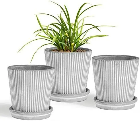 Small Grey Striped Pot