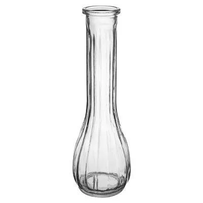 Small White Ribbed Bud Vase