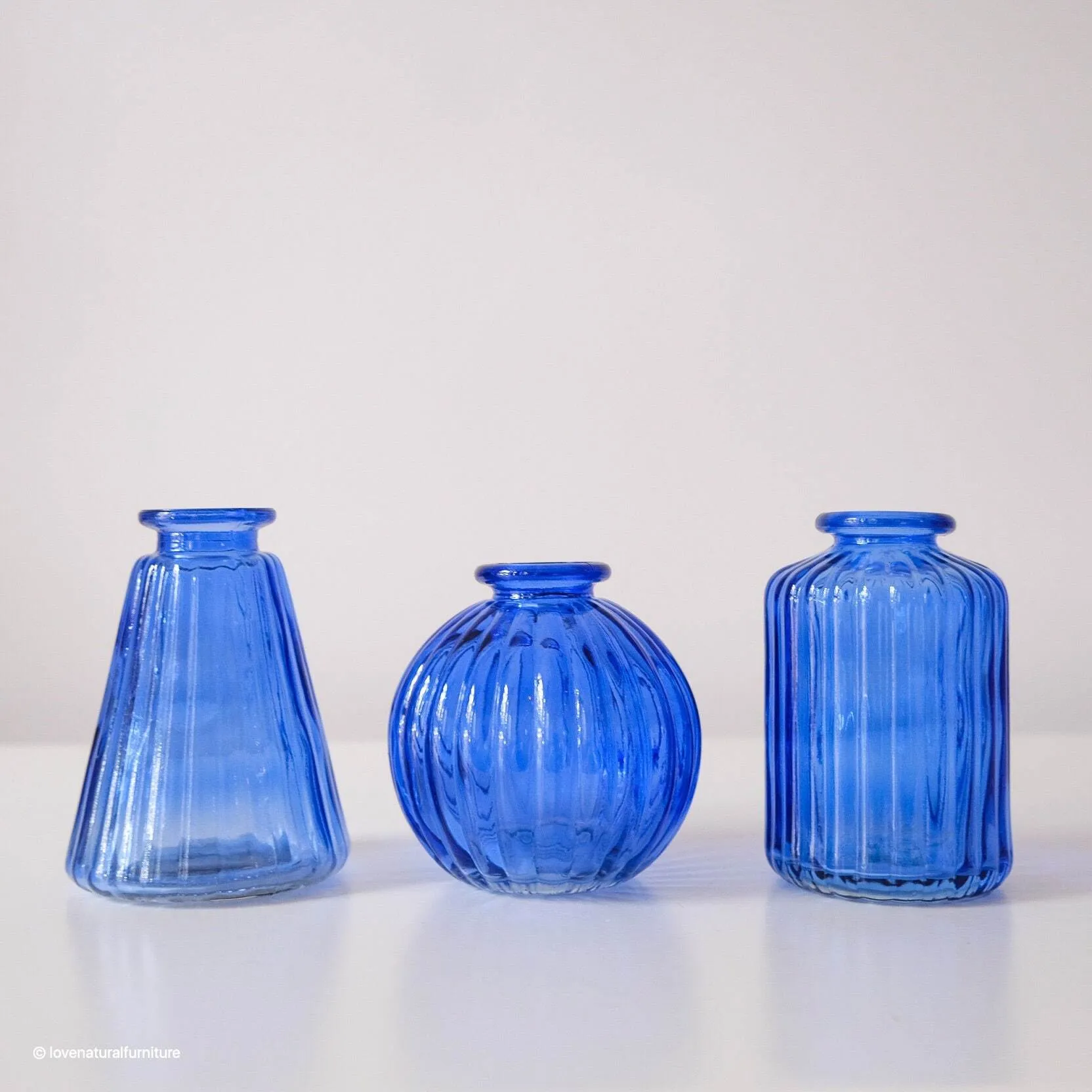 Assorted Blue Glass Bud Vases
