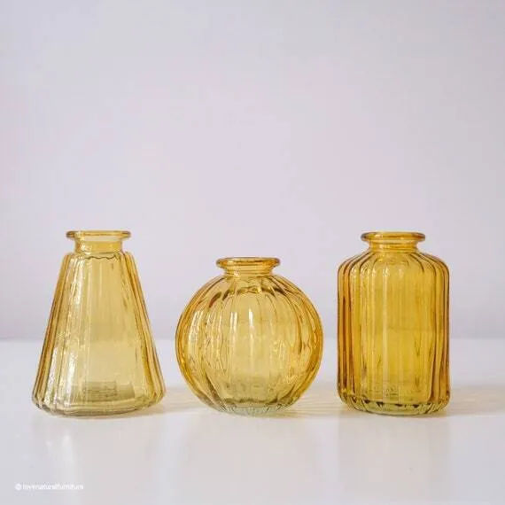 Assorted Yellow Glass Bud Vases