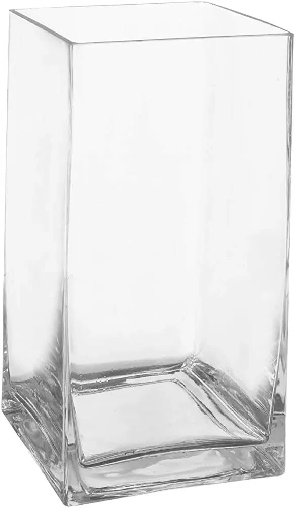Large Tall Square Glass Vase