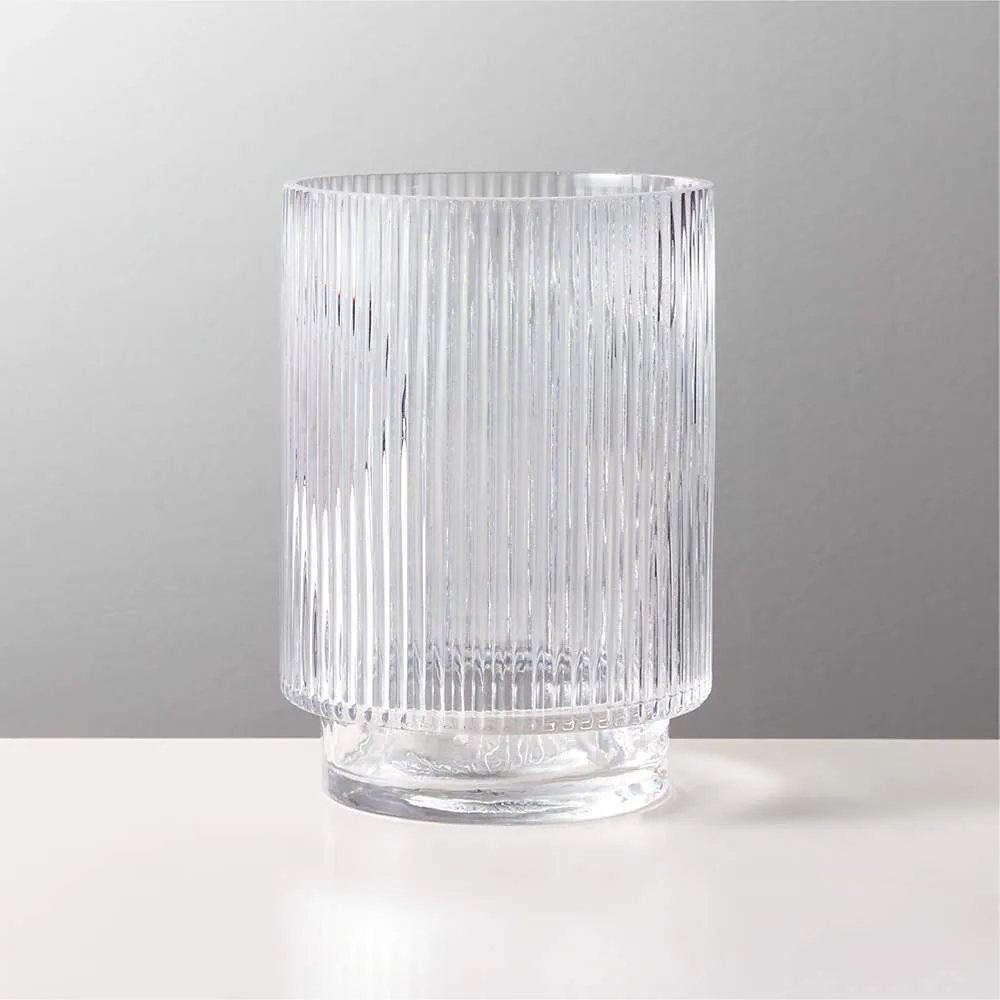 Large Ribbed Glass Vase