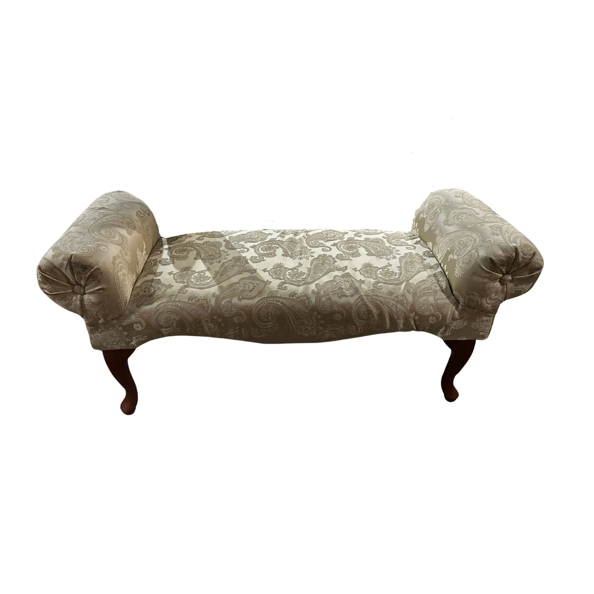 Ivory Floral Bench No Back 