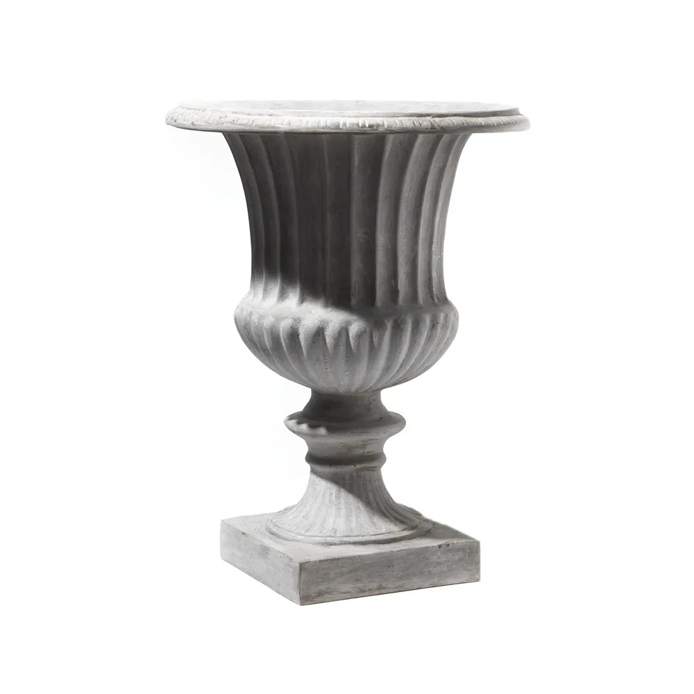 Small Grey Ribbed Urn