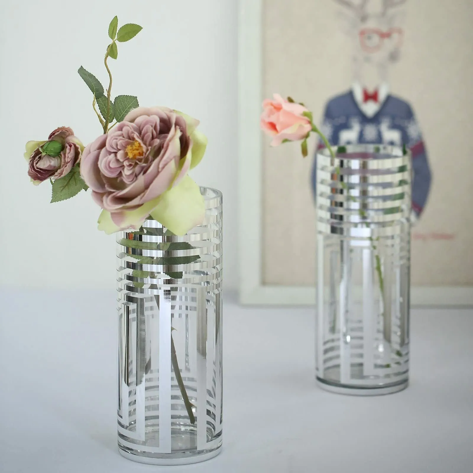Medium Silver-Striped Glass Cylinder