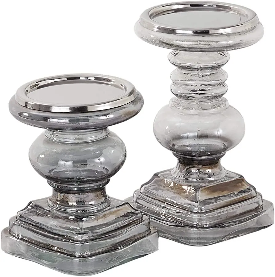 Silver Pillar Candle Holder