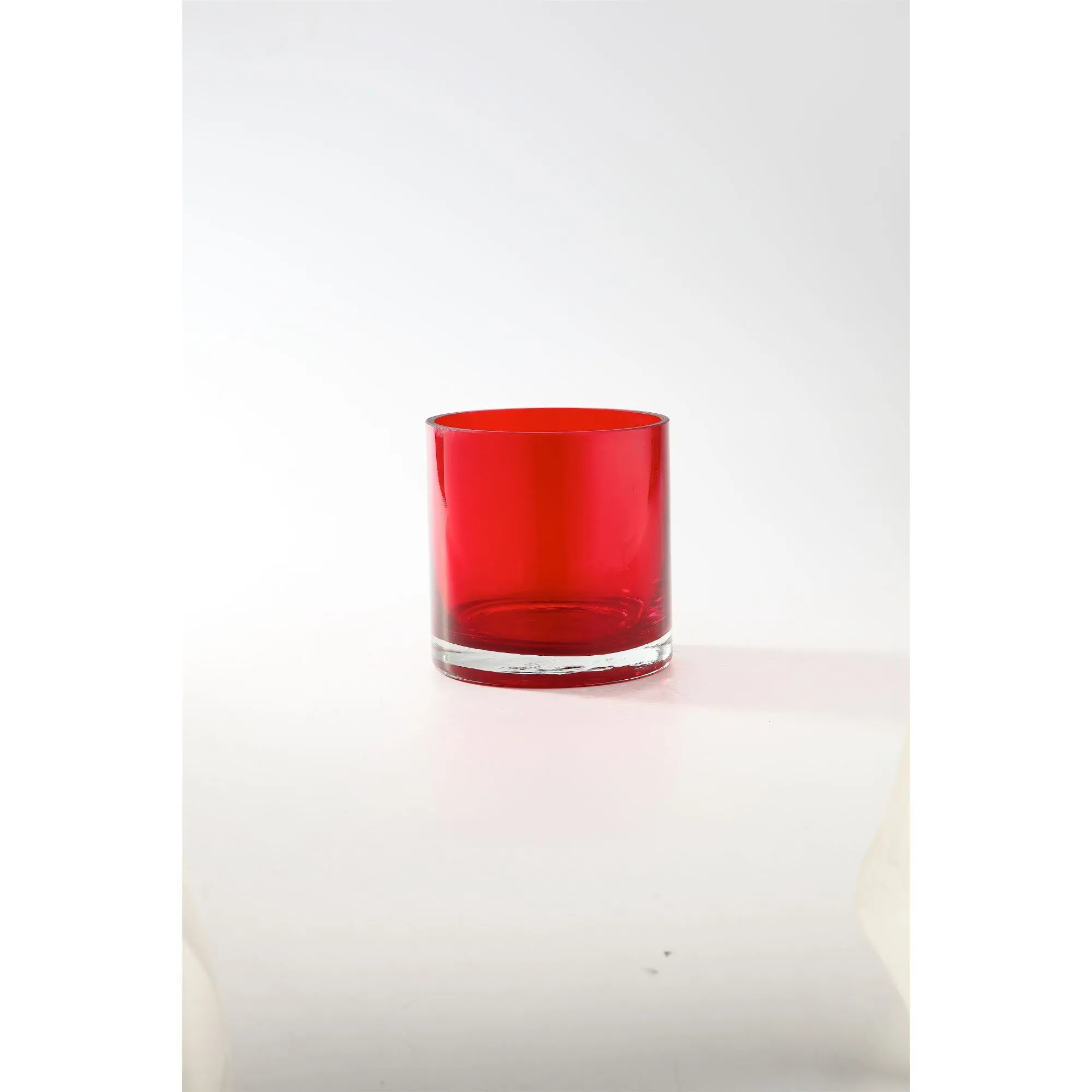 Red Glass Cylinder Vase