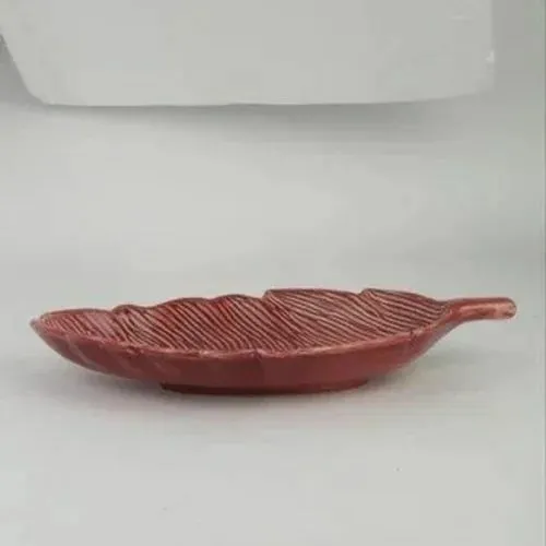 Brown Ceramic Leaf Plate