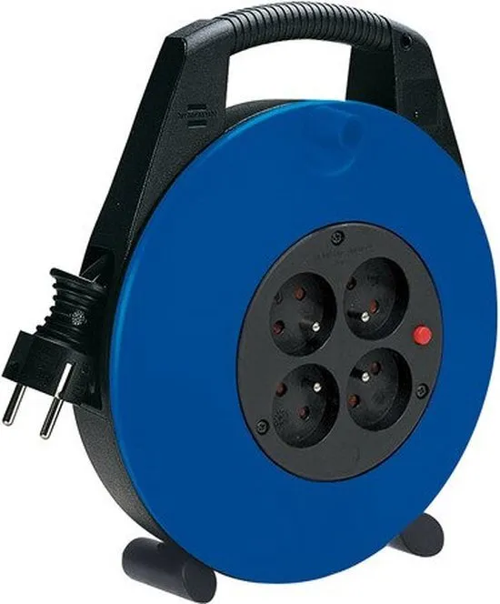 Kabelhaspel 4-voudig zwart/blauw 10m