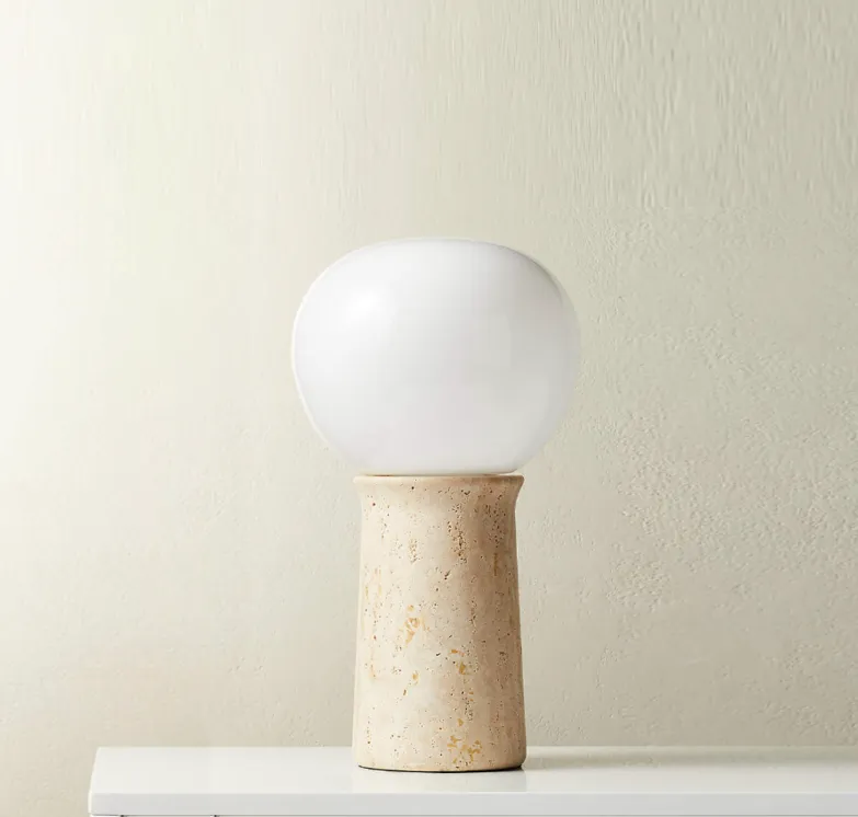 Fin Travertine Table Lamp CB2