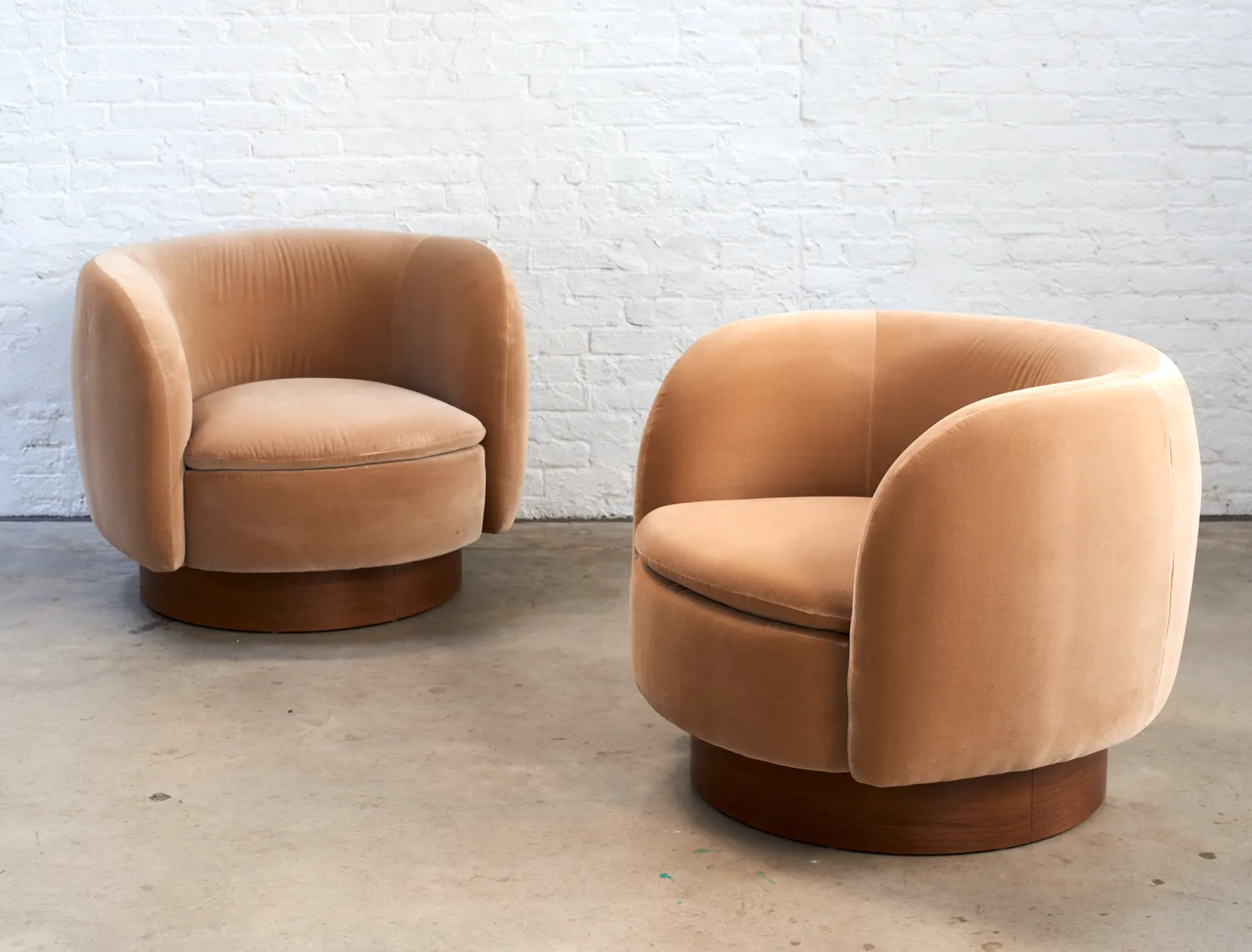 Muir Camel Velvet Swivel Chair