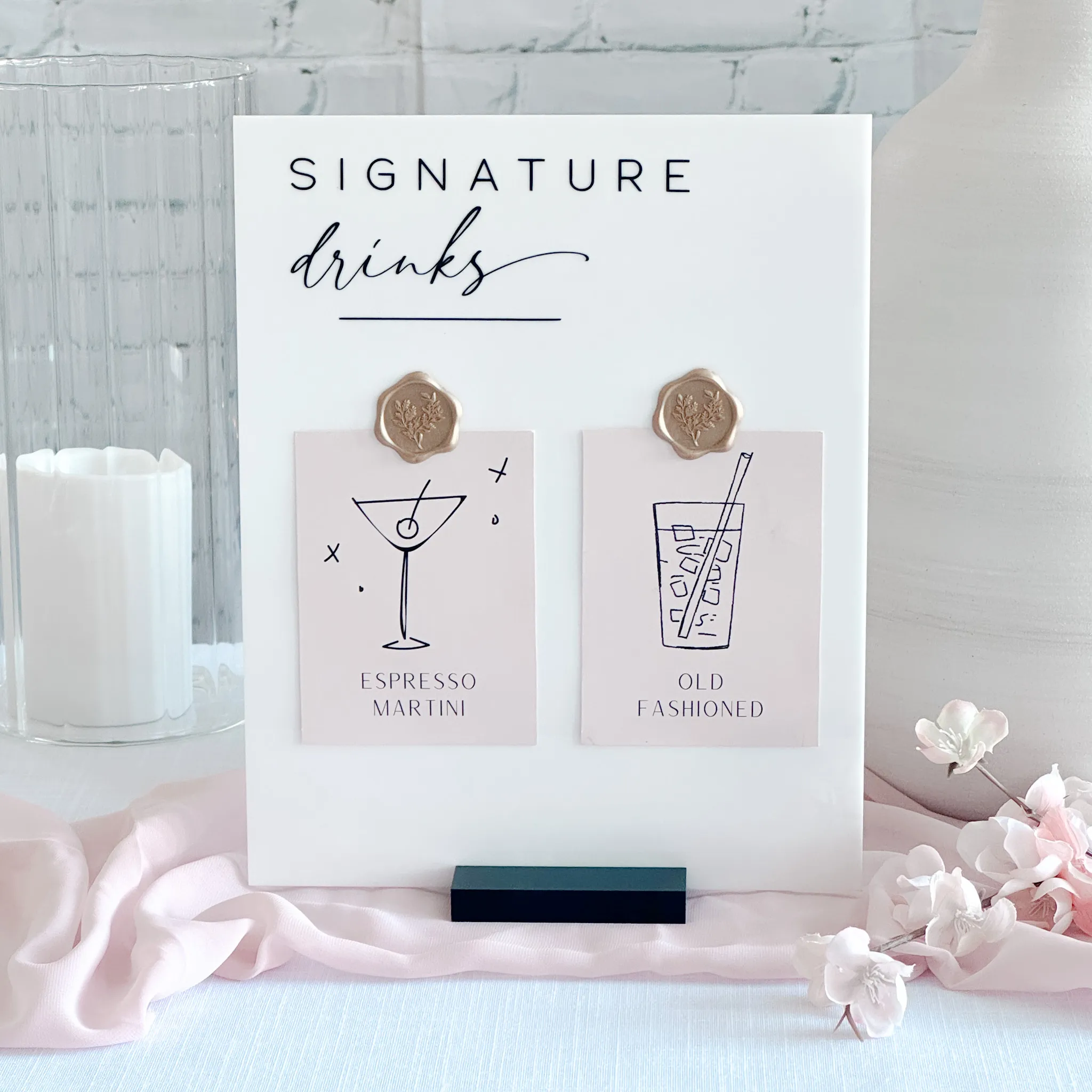 Signature Drinks Acrylic Sign (Oslo) - White/Black