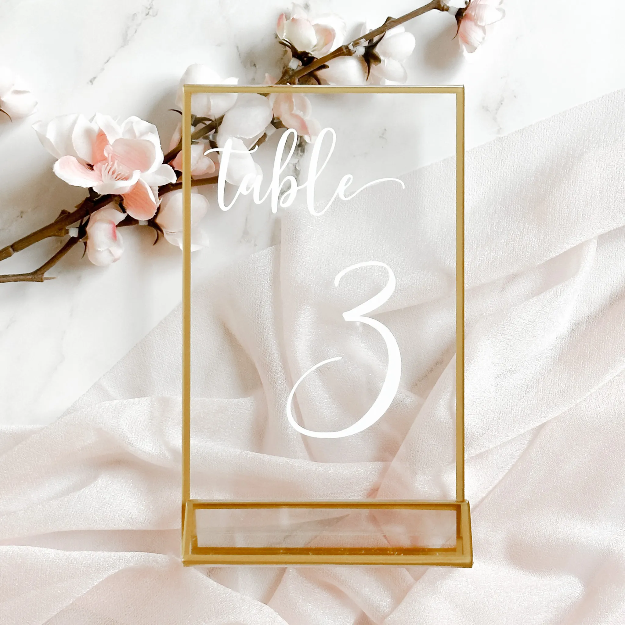 Acrylic Table Numbers - Gold Trim