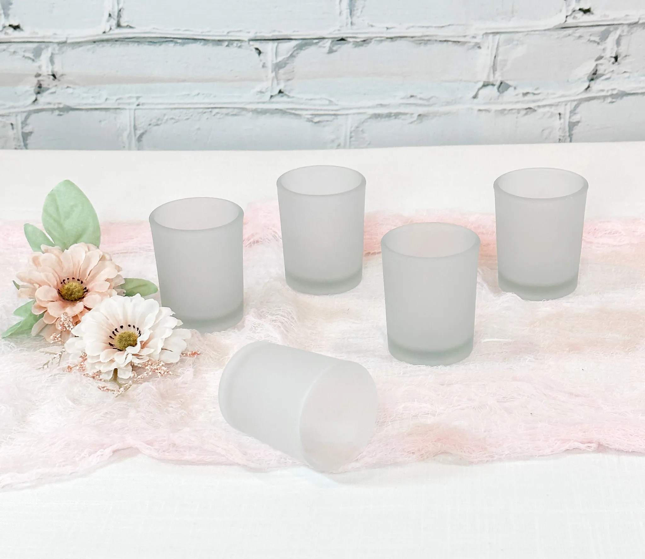 Frosted Glass Tealight Holders - Set of 12