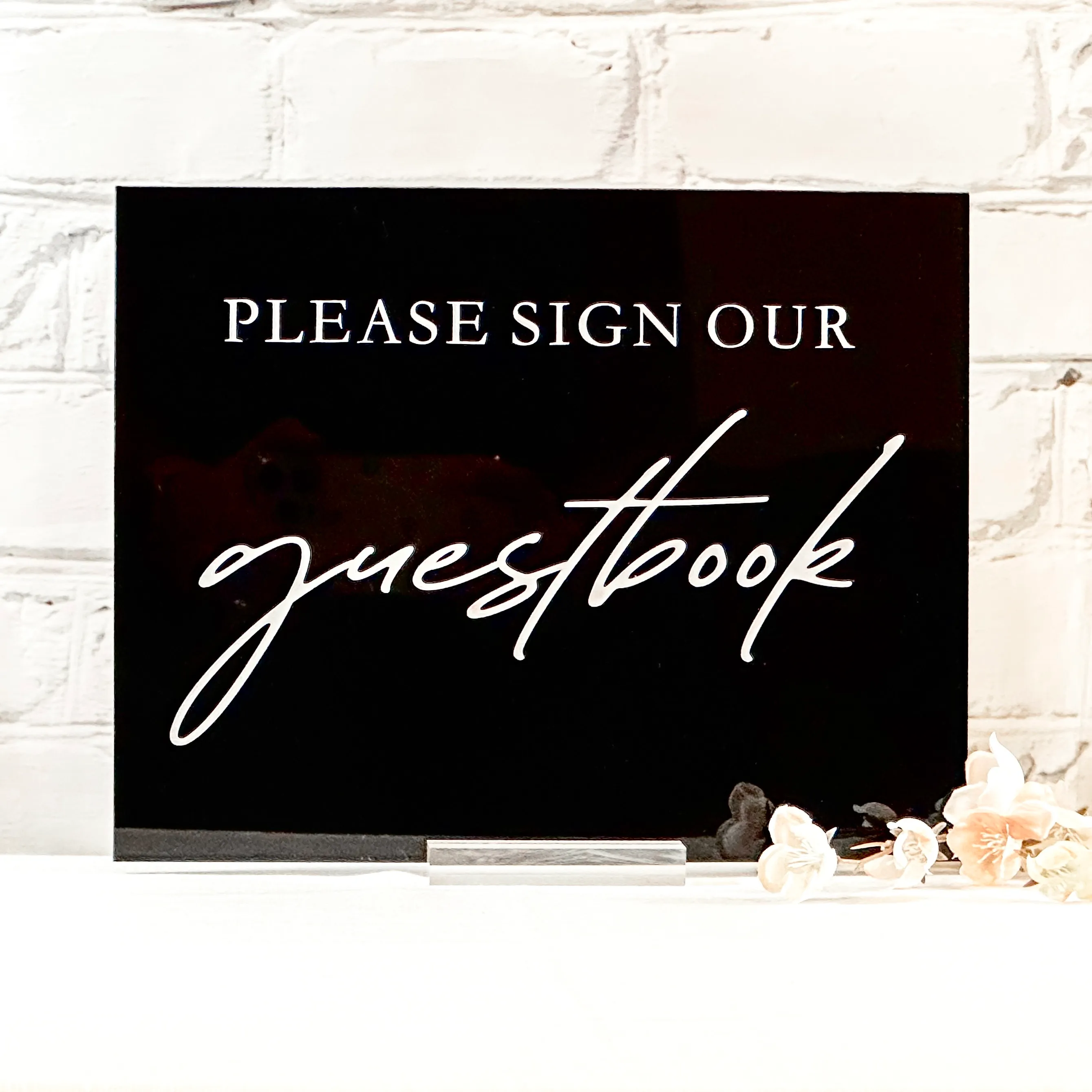Guestbook Acrylic Sign (Rome) - Black/White