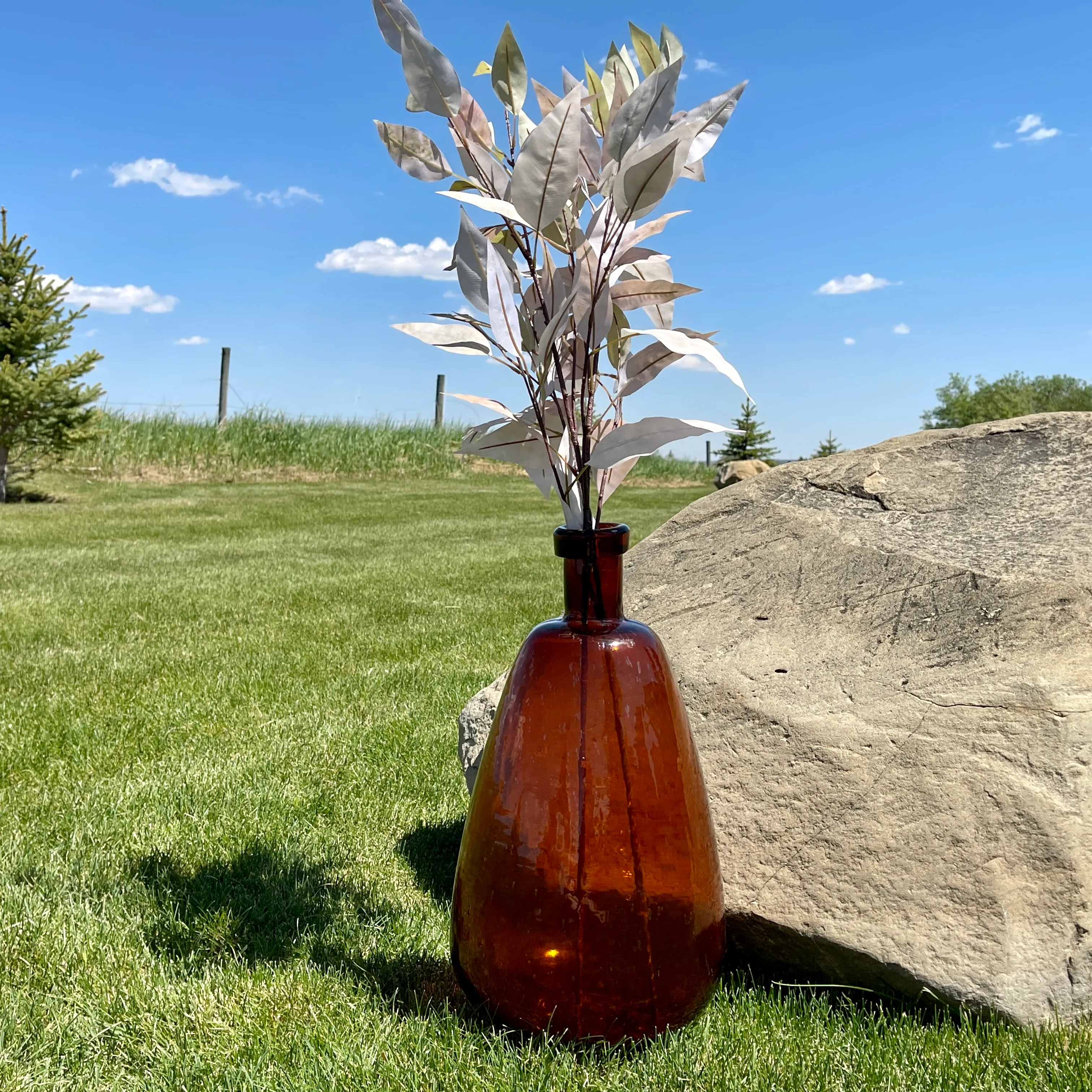 Amber Glass Balloon Vase - 18"