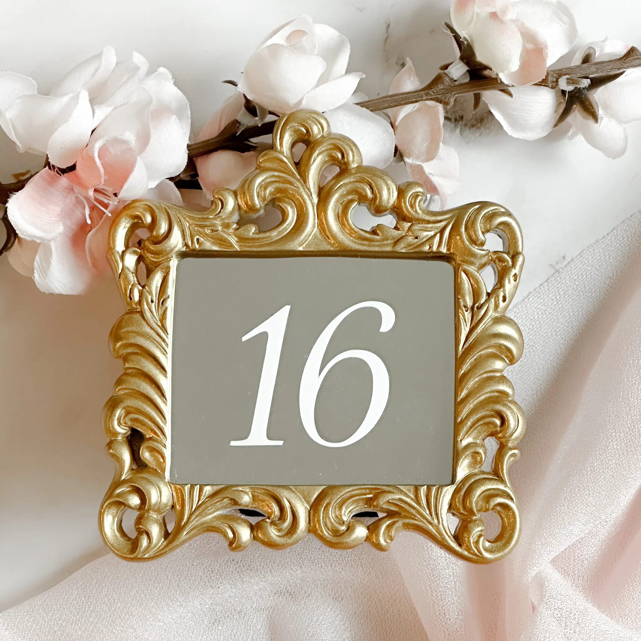 Gold Frame Mirror Table Numbers
