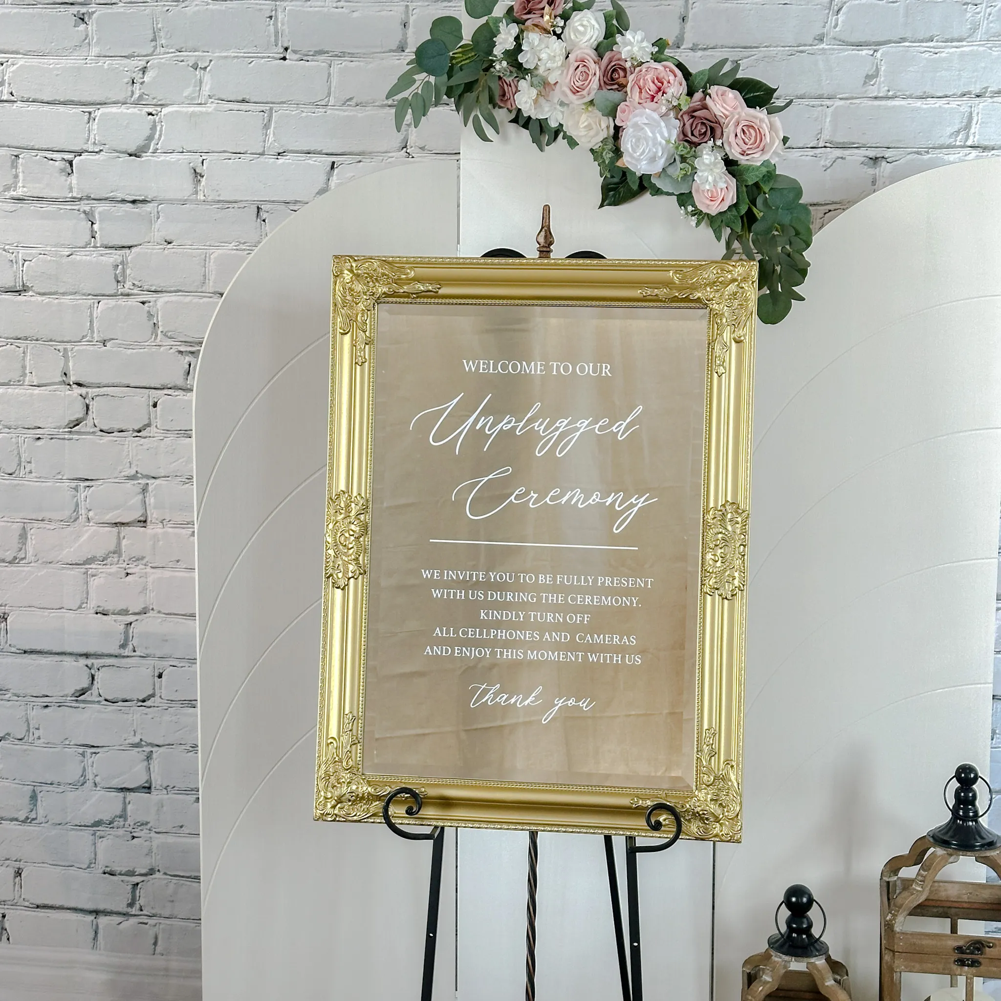 Large Unplugged Ceremony - Gold Mirror Sign