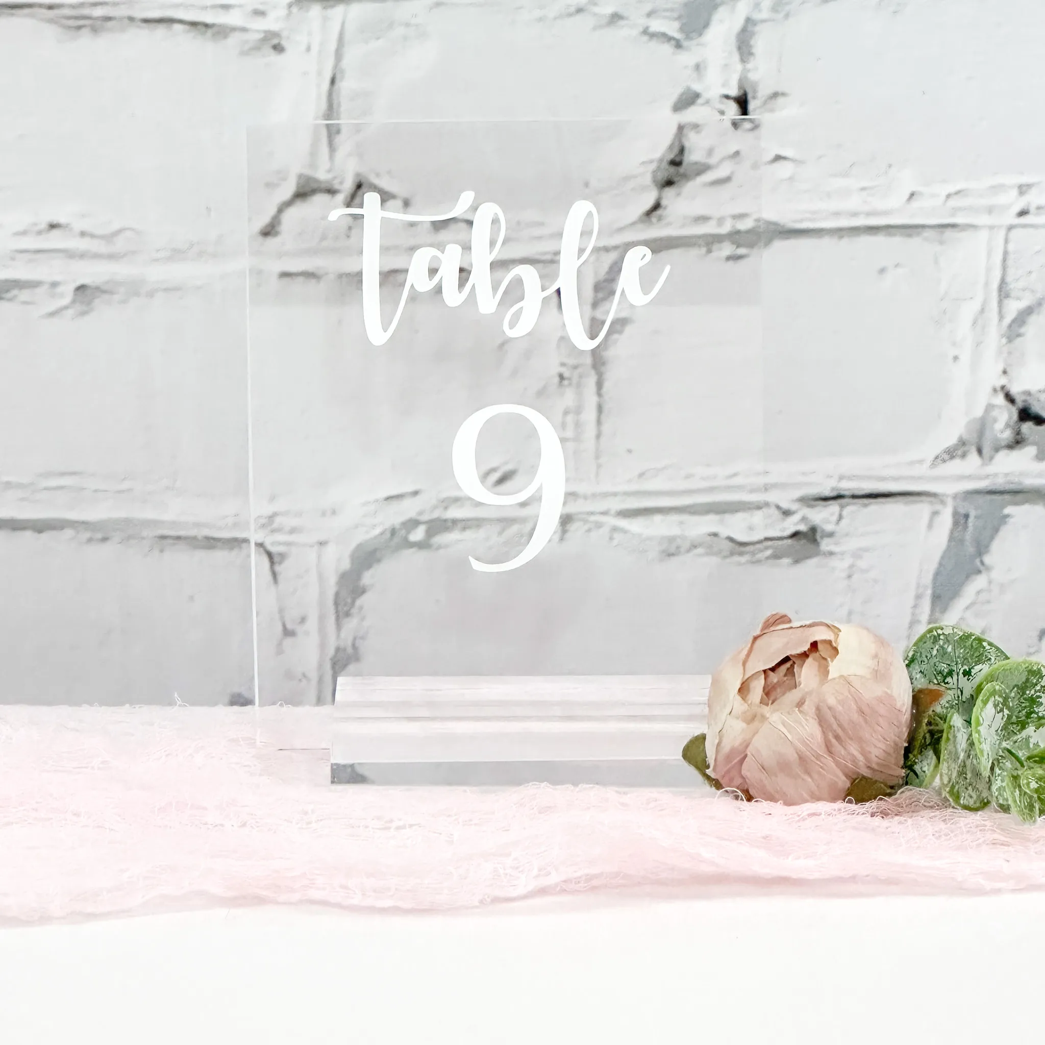 Acrylic Table Numbers (Capri) - Clear/White