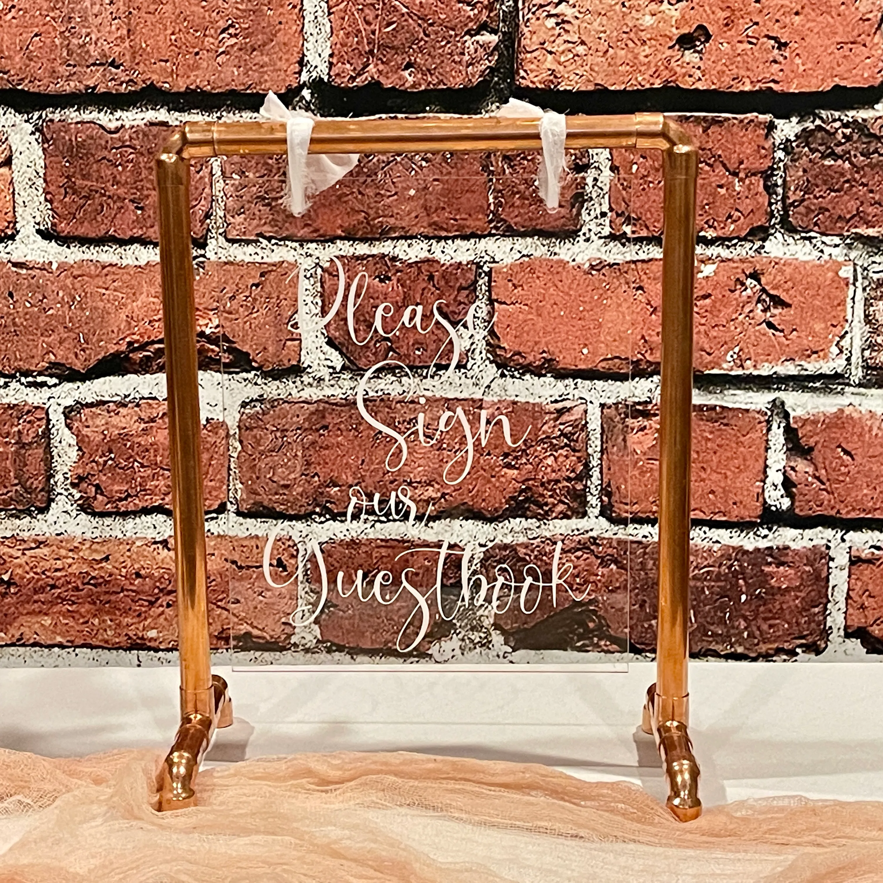 Guestbook Copper Sign (Vienna) - Clear/White