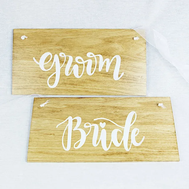 Bride & Groom Chair Signs (Napa) - Light