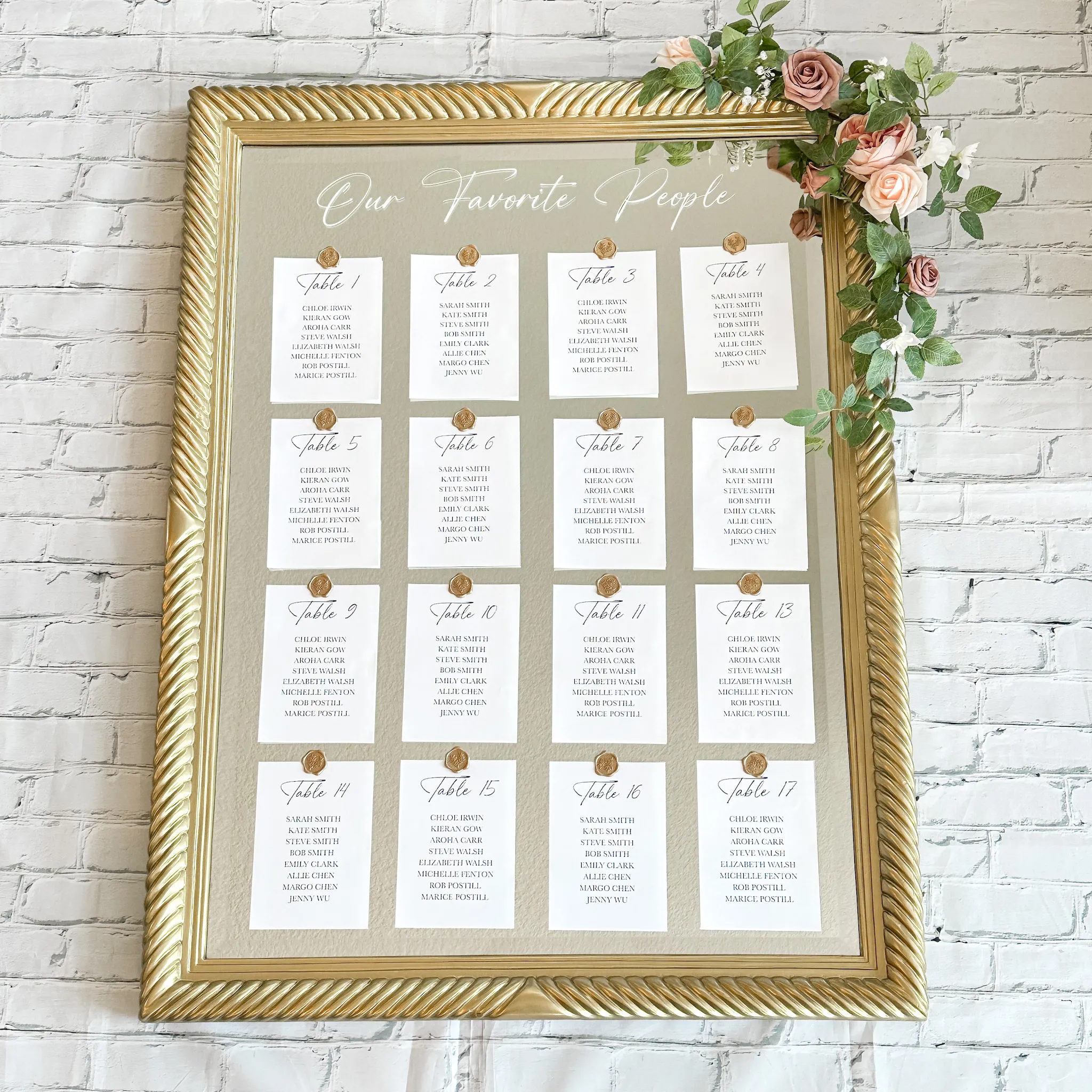 Large Gold Mirror Seating Chart