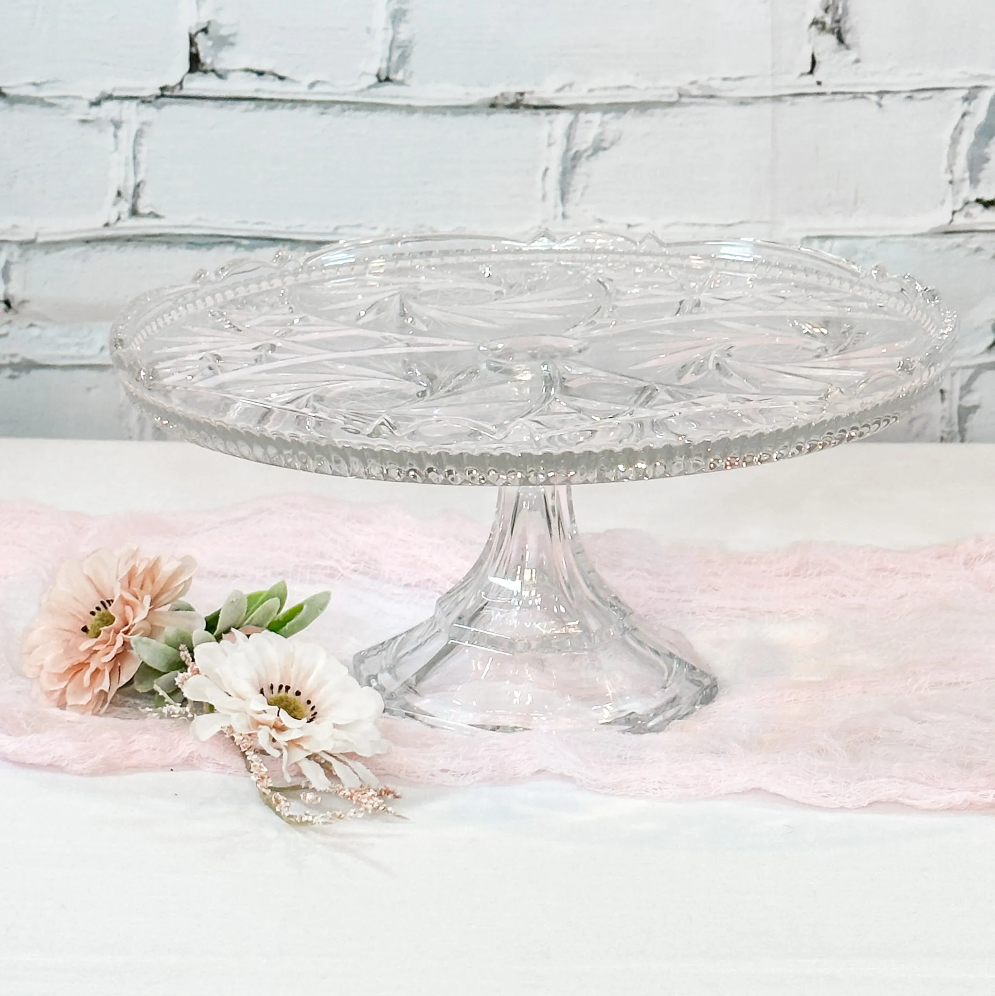 Cake Stand (10") - Cut Glass